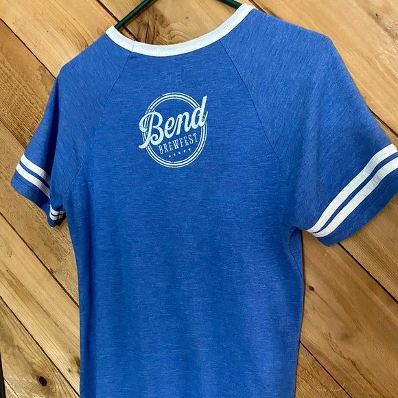 Vintage Blue V-neck Ringer T-shirt Small - Picture 7 of 11
